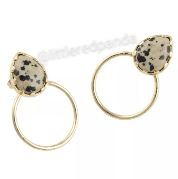 Hand Crafted Jewelry - Dalmatian Jasper hoop earrings